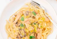 Cheesy Leek and Bacon Linguine