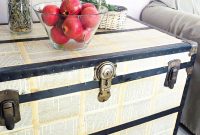 DIY Metal Trunk Makeover with Vintage Book Pages