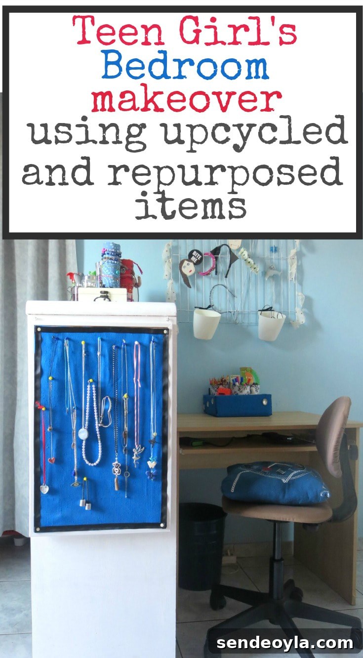Teen girls bedroom makeover using upcycled and repurposed items #teengirlbedrooom #bedroommakeover #furnituremakeover #upcyles #repurposed #frugaldecor Teen girls bedroom makeover using upcycled and repurposed items www.theboondocksblog.com