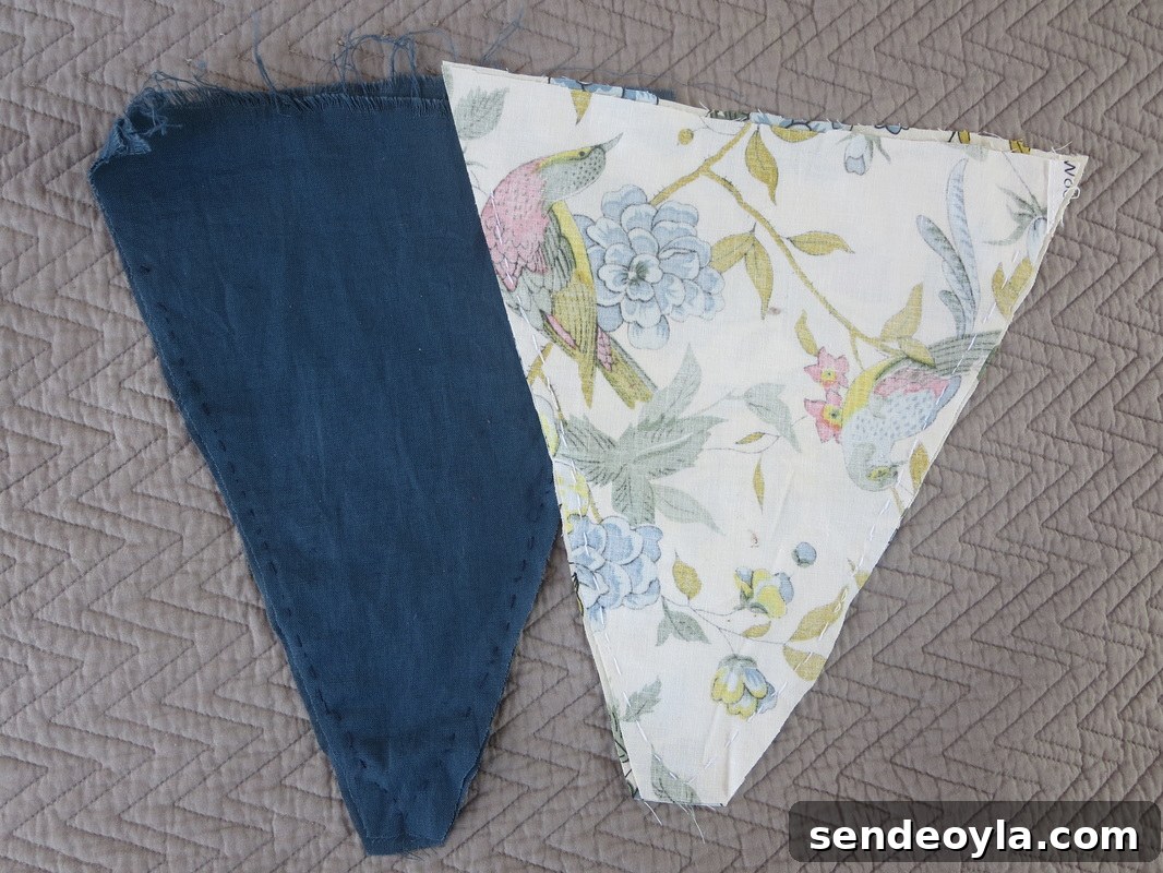 How to Make a Banner That Pops on a Blue Wall 5 Trianges put together and sewn, A banner for the blue wall www.theboondocksblog.com