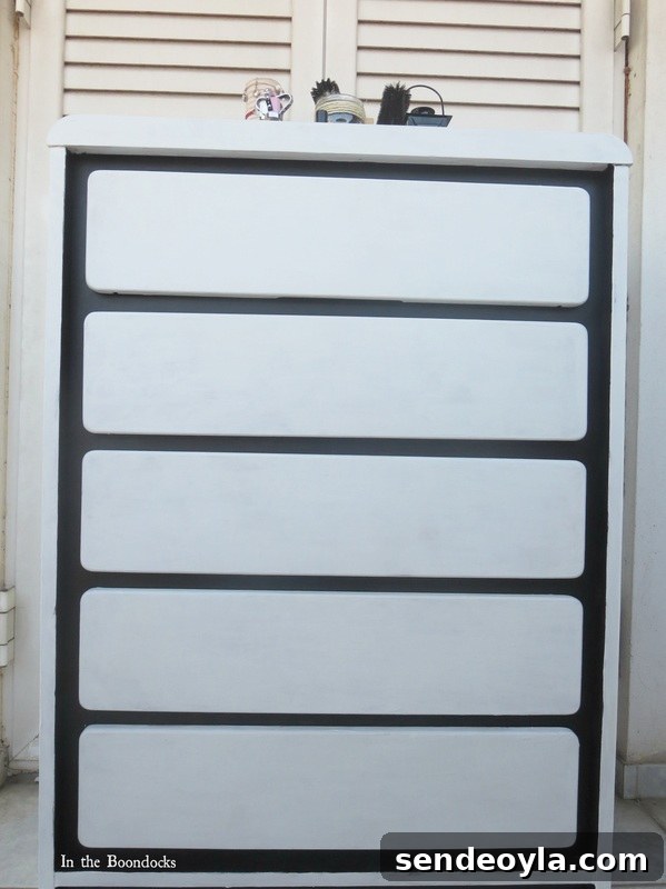 DIY Dresser Makeover: Paint and Decorative Paper Tutorial 11 front view