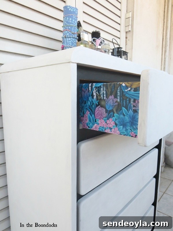 DIY Dresser Makeover: Paint and Decorative Paper Tutorial 13 mod podged sides