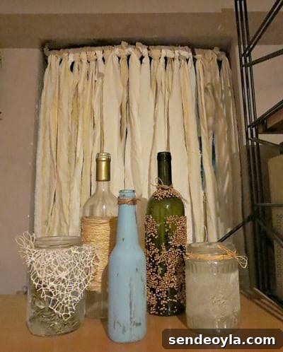 How I solved the glass blocks problem (curtain from fabric scraps)