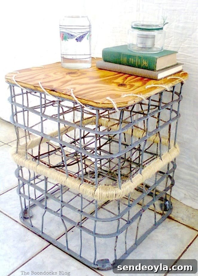 using crates to make an outdoor table