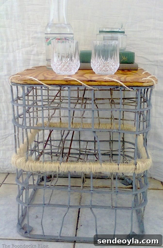 Repurposing milk crates to make an outdoor table