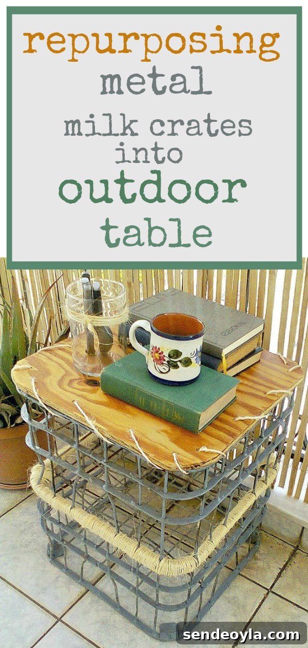Repurposing milk crates to make an outdoor table