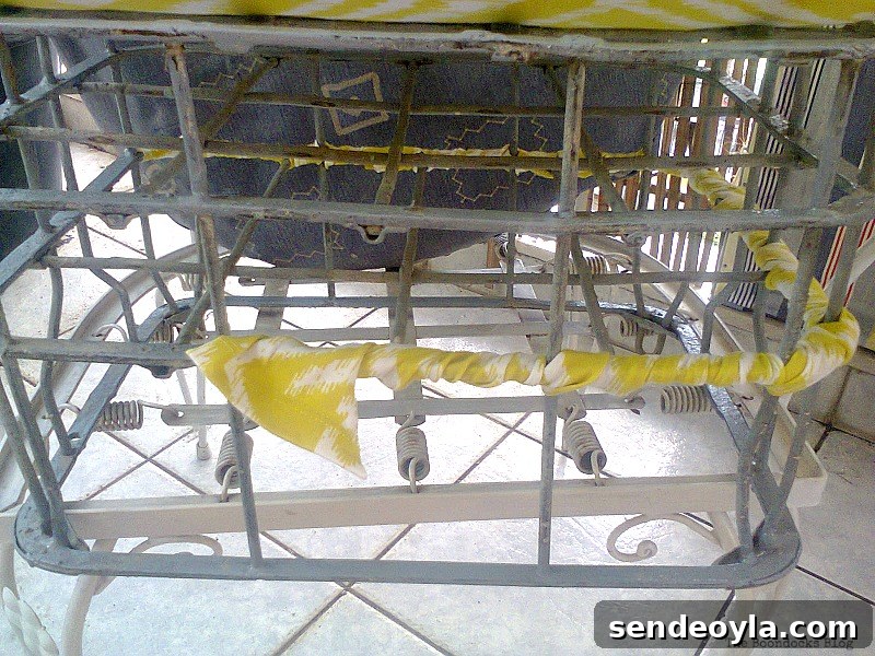 Wrapping fabric scraps, A Milk Crate turned Stool, www.theboondocksblog.com
