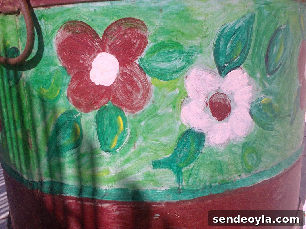 Side of painted barrel