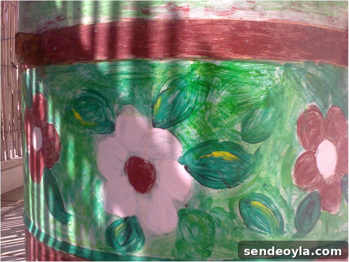 Flowers on side of barrel