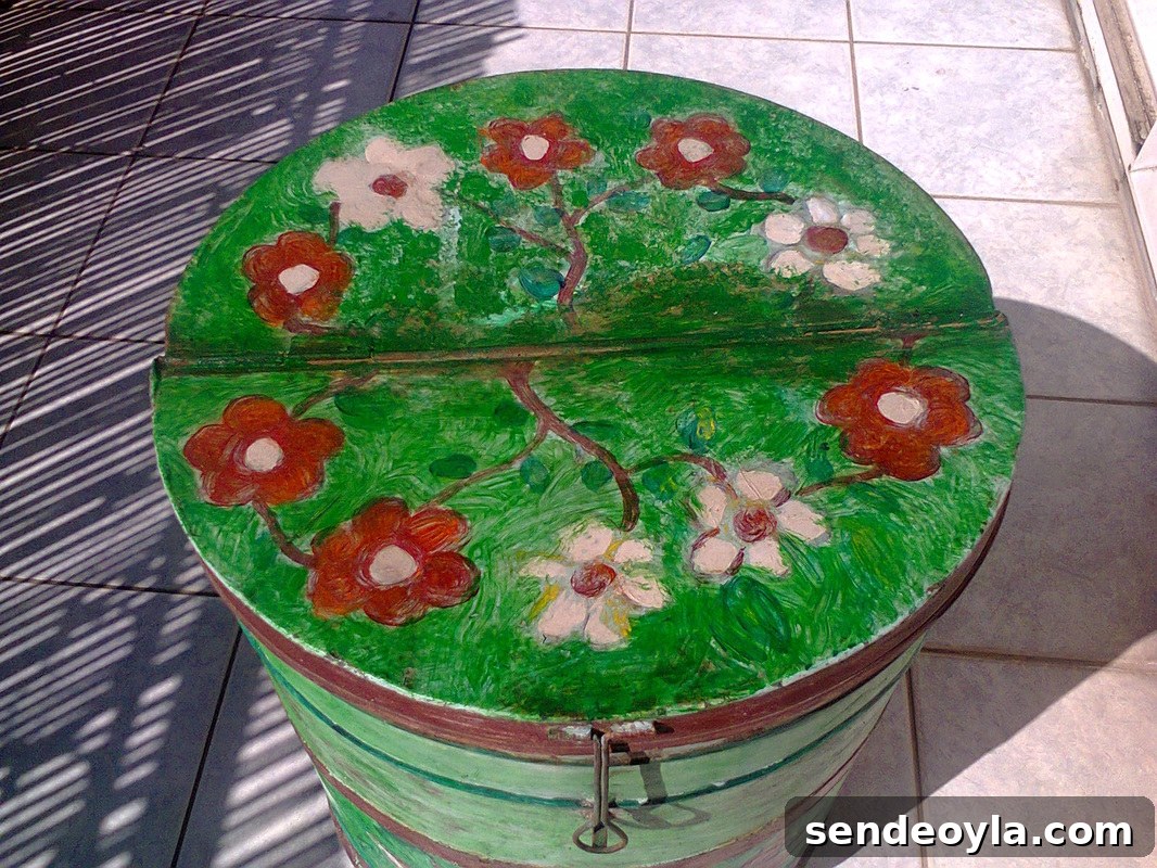 flowers on top of barrel