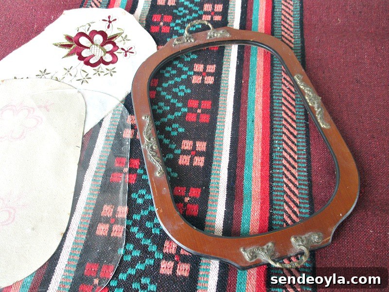 How to Upcycle a Vintage Serving Tray into a Stylish Home Accent 4 Disassembled pieces of the serving tray laid out