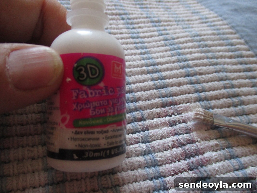 using fabric paint, rug repair