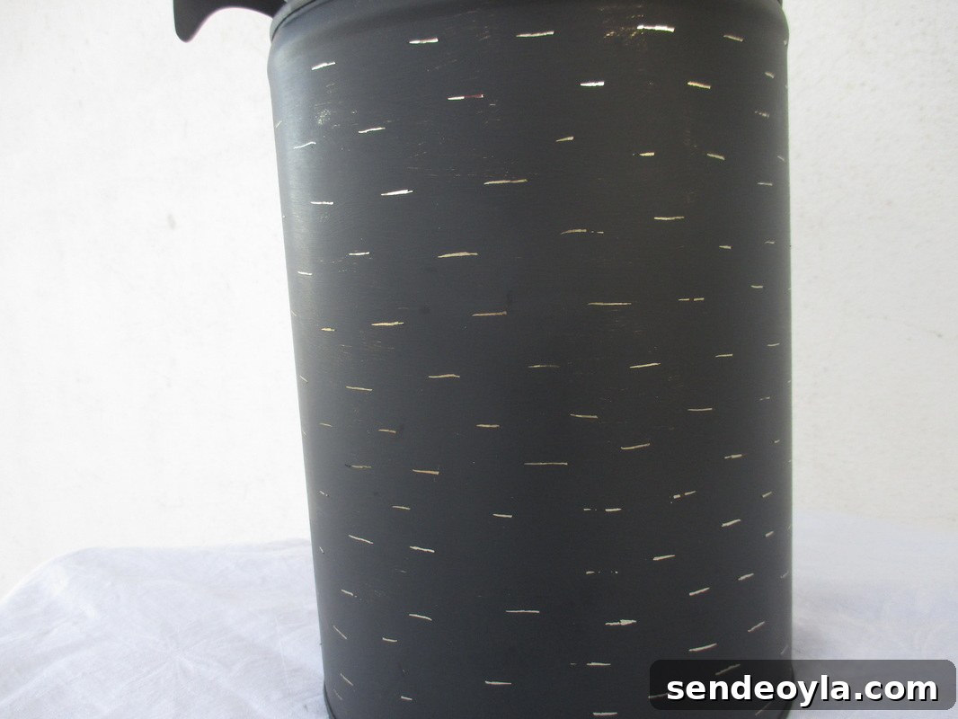 Imperfect Kitchen Utensil Holder with Rustic Charm 6 Varnished honey tin utensil holder