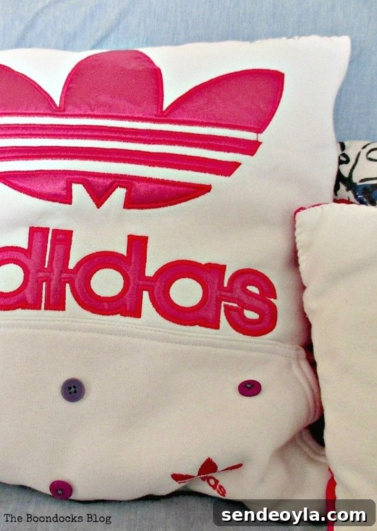 Repurposed sweatshirt into Pillow