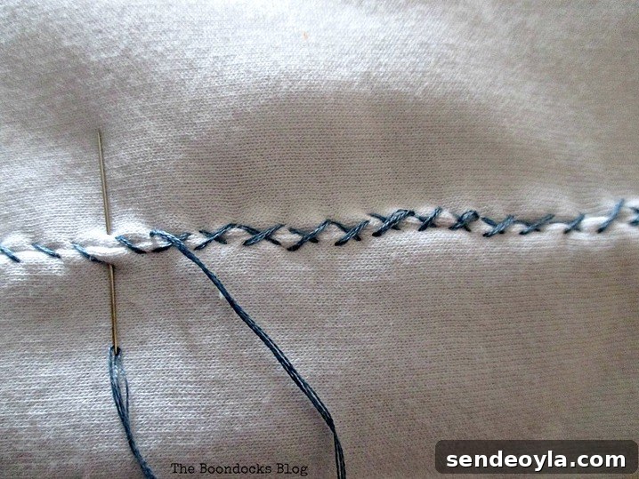 cross stitching a sweatshirt