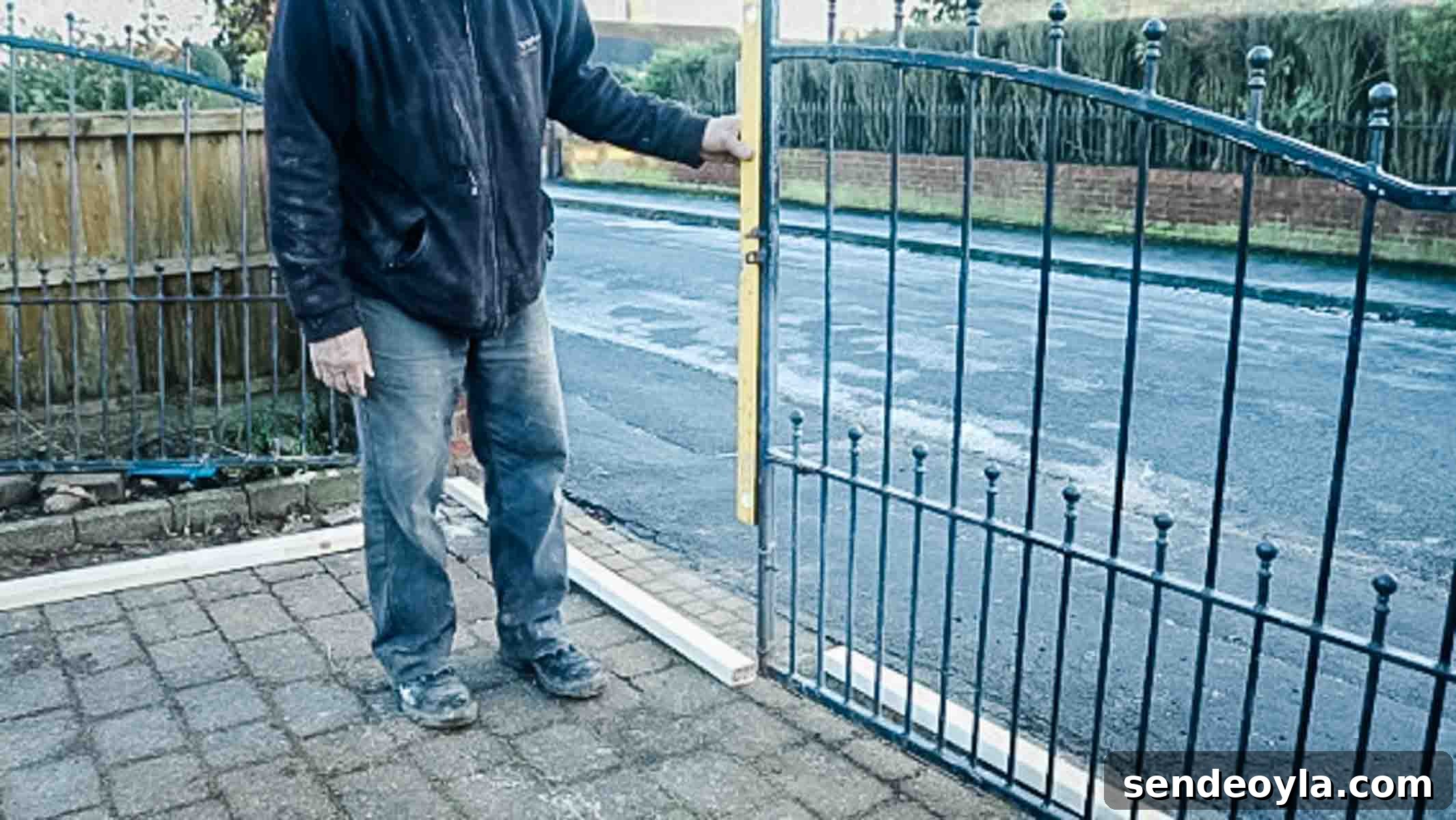 Checking metal driveway gates for level