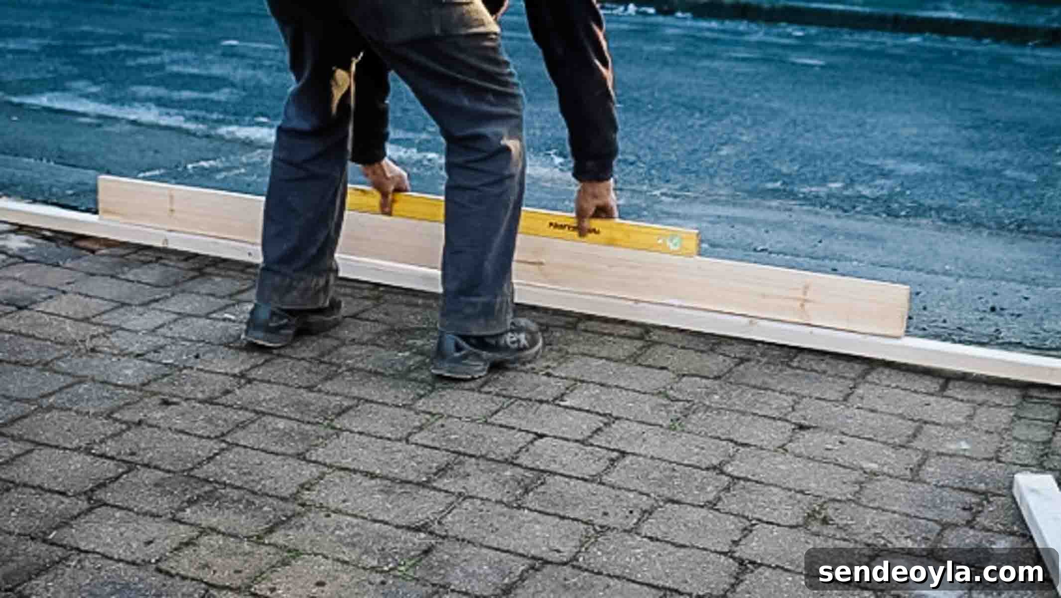 Making driveway opening's gate clearance level with timber