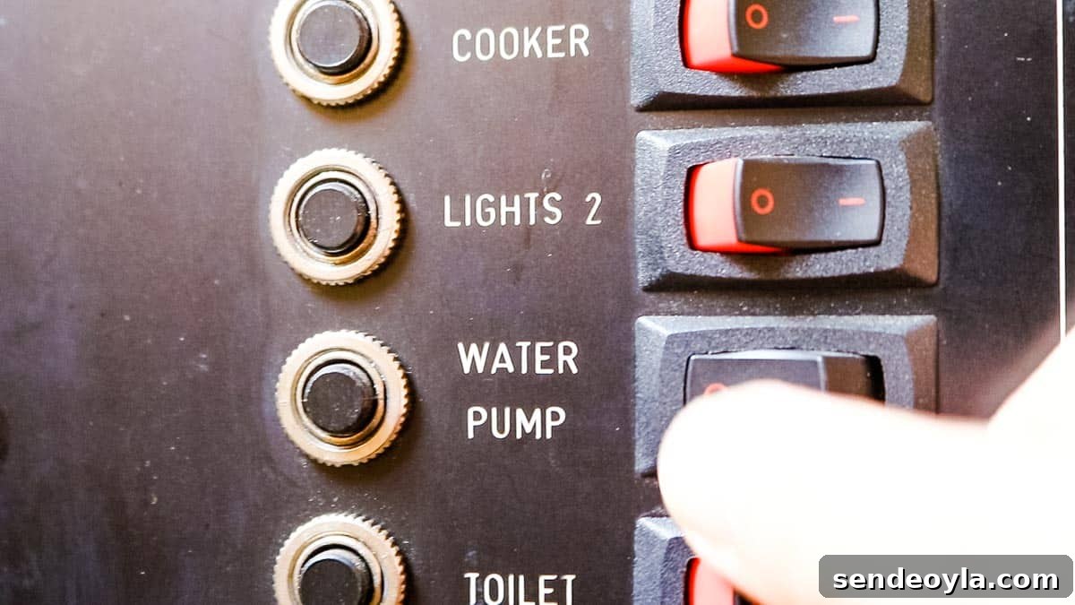 How to Replace a Mixer Tap on a Narrowboat or in Your Home 4 Turning off the water pump on a narrowboat