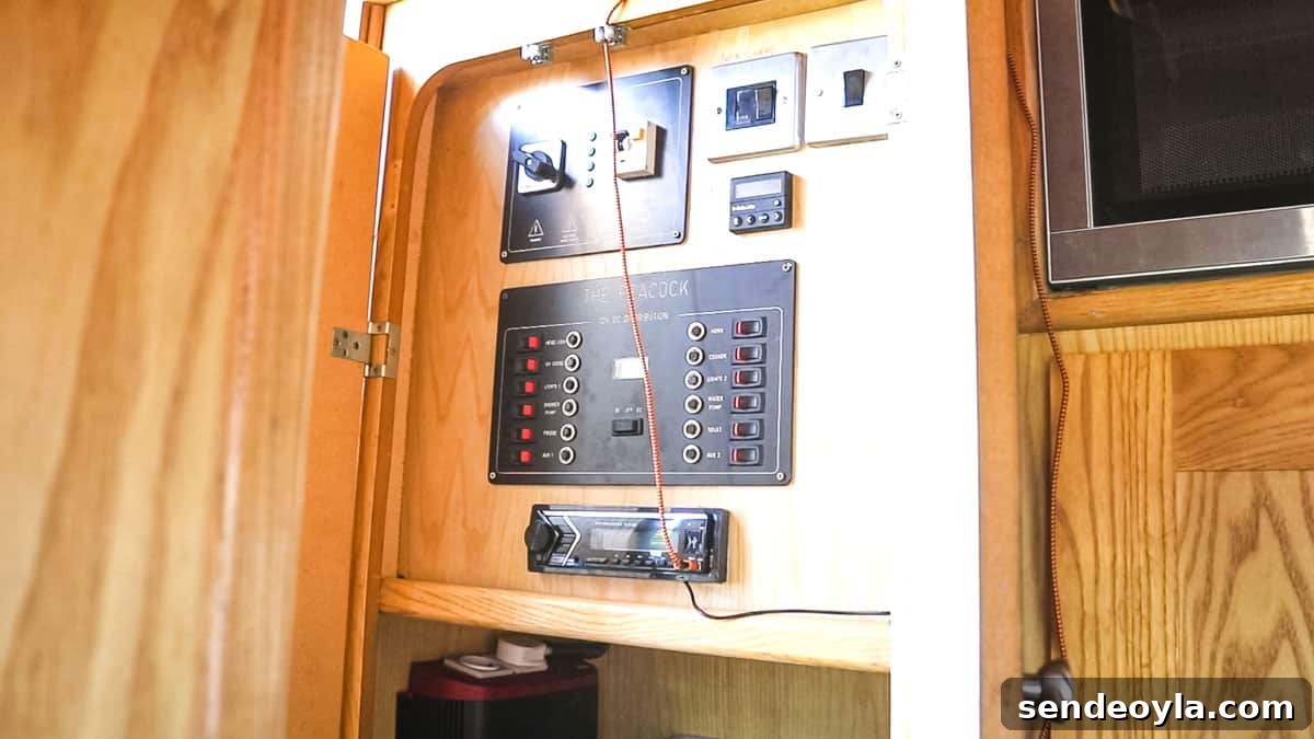Inside a 57ft Reverse-Layout Narrowboat: Interior Tour 9 Distribution panel for boat