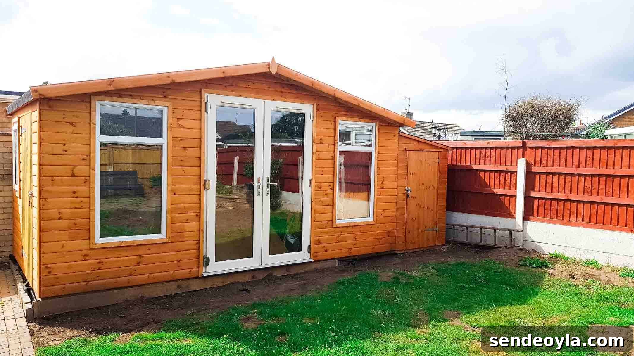 How to Build a Lean-To Shed with Free Plans 22 Lean to shed attached to Summerhouse in garden