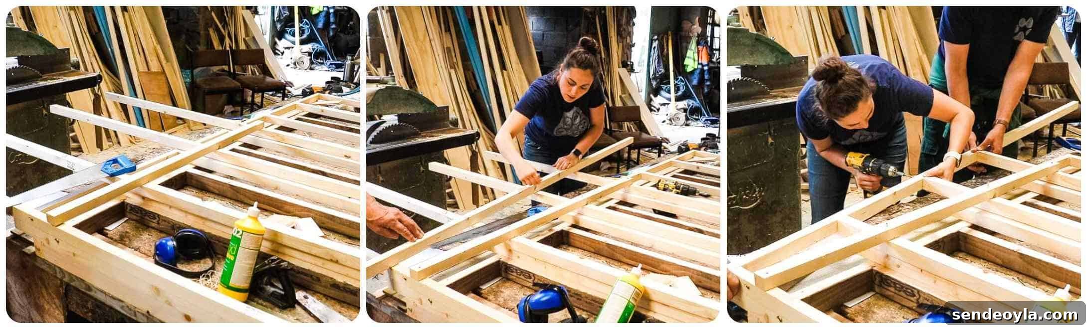 How to Build a Lean-To Shed with Free Plans 10 Female DIY youtuber building a sloping lean to panel