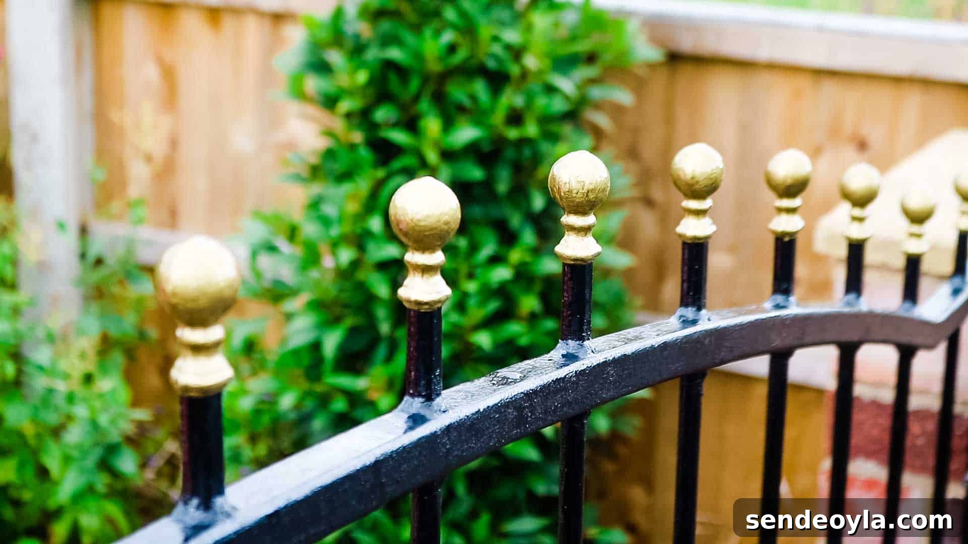 How to Paint a Rusty Gate: Prep, Remove Rust and Finish 12 Metallic gold detail on gate finials