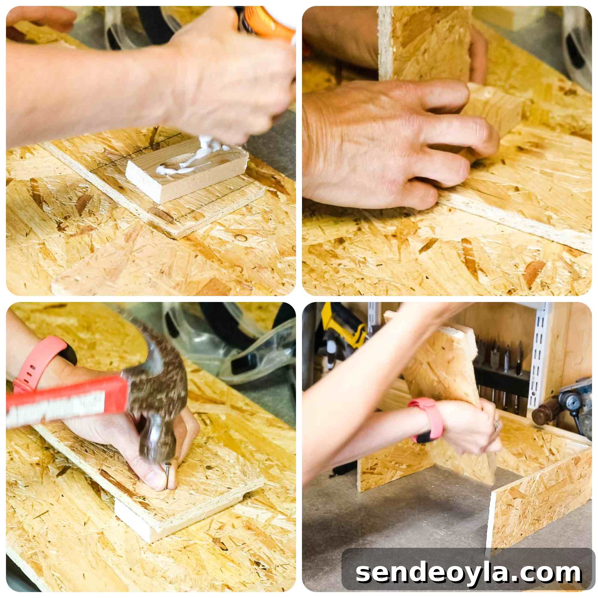 DIY Drawer Boxes for Workshop Storage: Step-by-Step Plans 4 Gluing and nailing supports on drawer front and backs to glue and nail together for an easy wooden box