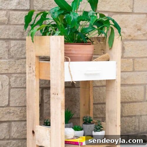 Upcycled drawer plant stand