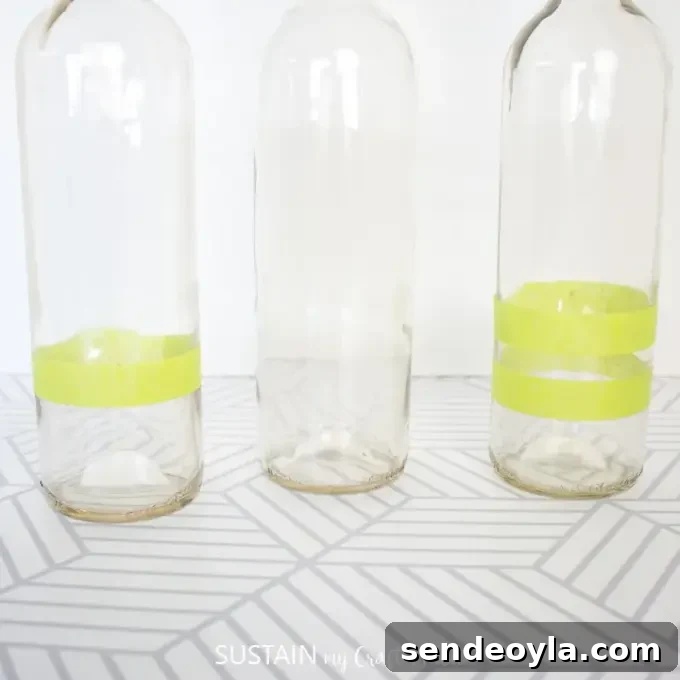 DIY Wine Bottle Holiday Centerpieces 4 Frosted bottle variations