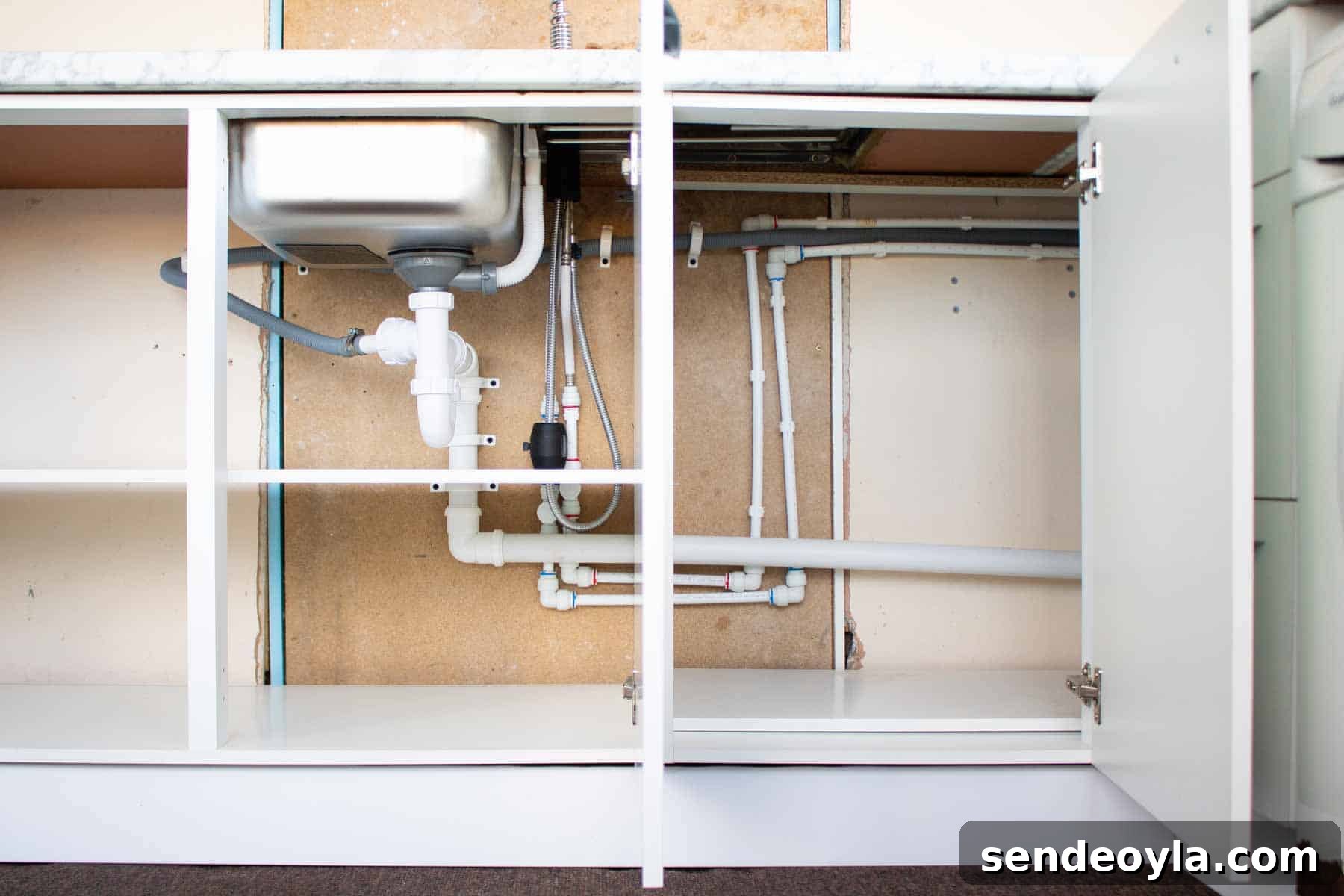 How to Install a Pull-Out Faucet with Speedfit Fittings 14 Plumbed up sink and tap with Speedfit plumbing
