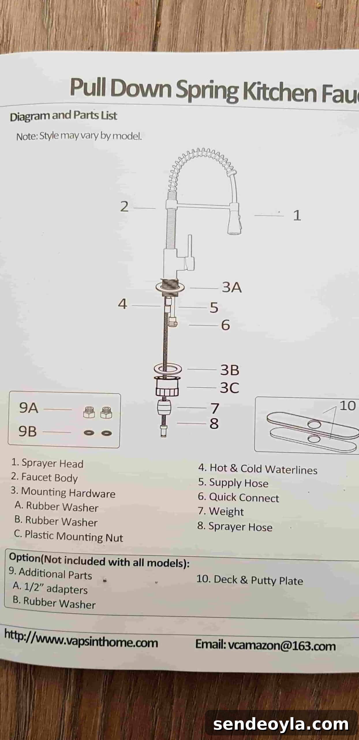 How to Install a Pull-Out Faucet with Speedfit Fittings 5 Instructions and diagram for a Vapsint Monobloc Mixer Kitchen Tap