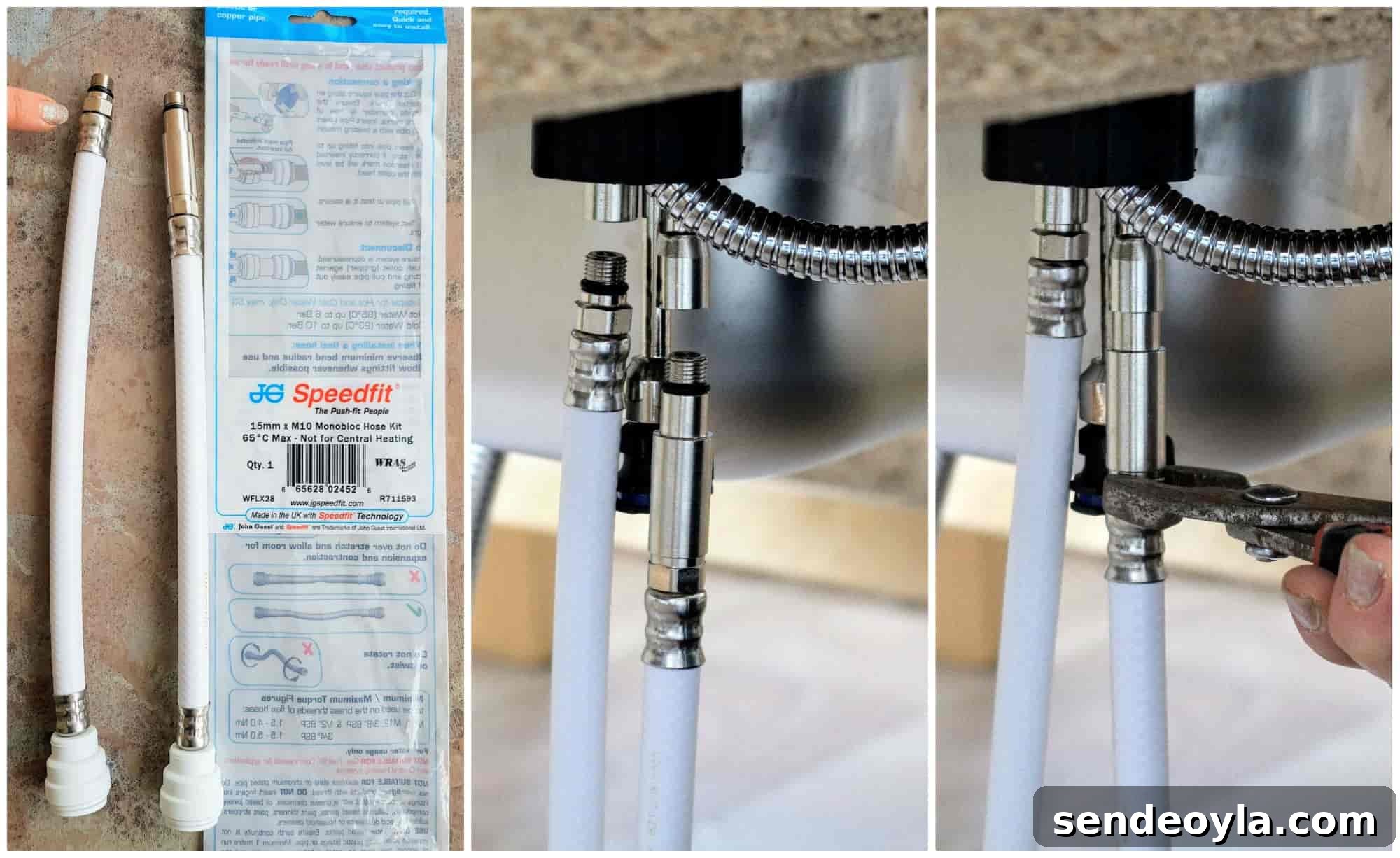 How to Install a Pull-Out Faucet with Speedfit Fittings 8 Connecting speedfit tail hoses to vapsint mixer tap