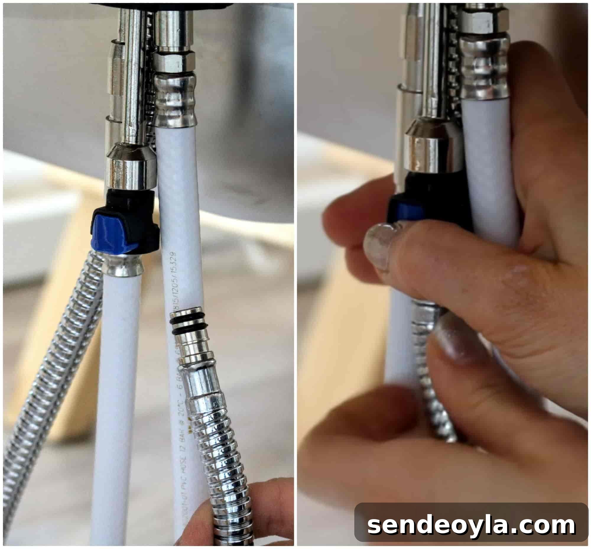 How to Install a Pull-Out Faucet with Speedfit Fittings 10 Connecting chain to pull out tap