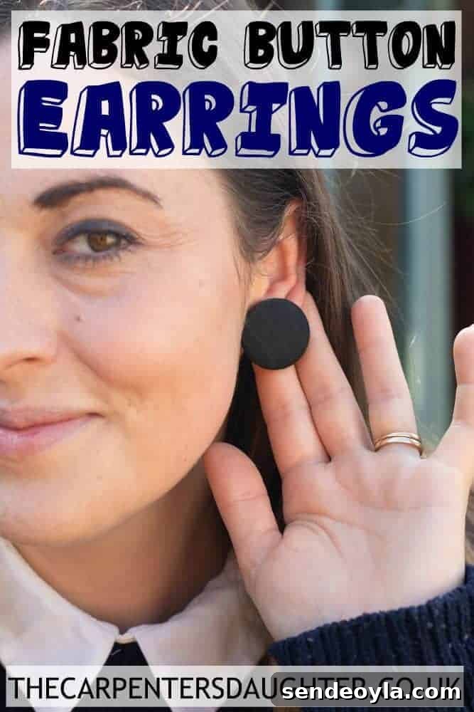 DIY Fabric Button Earrings: Step-by-Step Tutorial 14 fabric button earrings close up for Pinterest