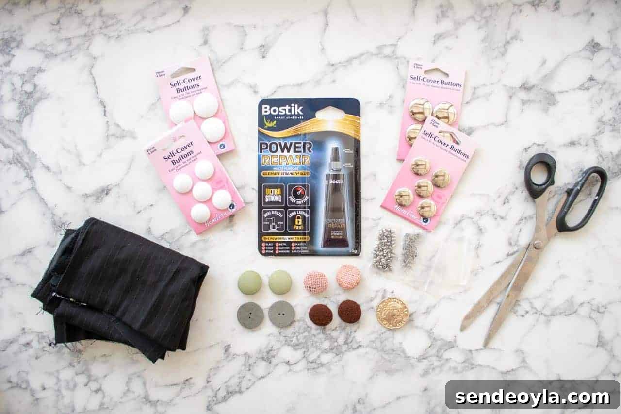 DIY Fabric Button Earrings: Step-by-Step Tutorial 7 Things needed for fabric covered button earrings