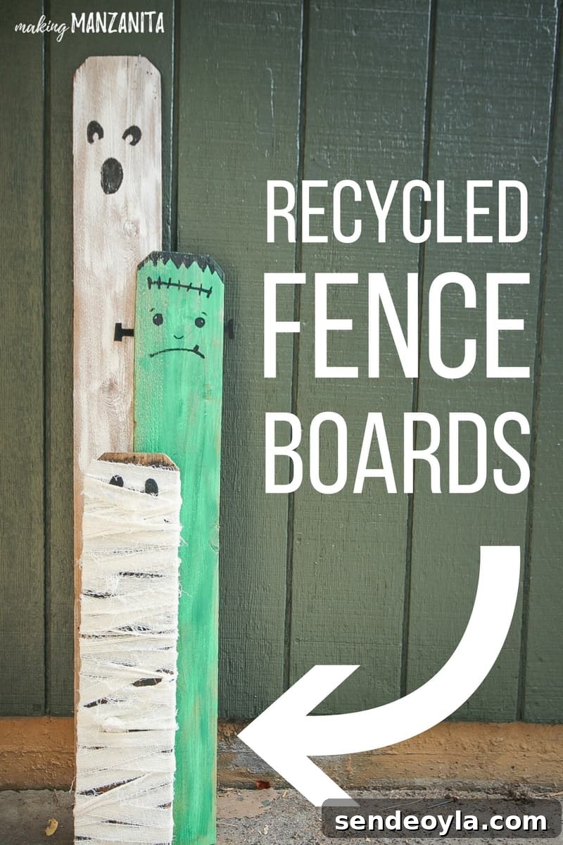 DIY Halloween Decorations from 20 Household Items 15 Fence Board Halloween decor from Making Manzanita, 15 Household Items Re-purposed for Halloween Decor www.theboondocksblog.com