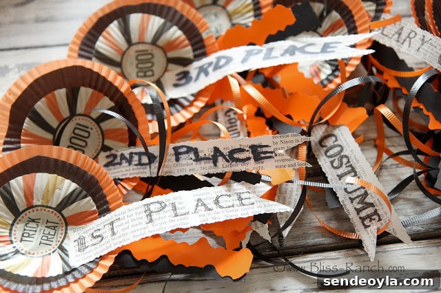 DIY Halloween Decorations from 20 Household Items 16 Award ribbons from Bliss Ranch Malone, 15 Household Items Re-purposed for Halloween Decor www.theboondocksblog.com