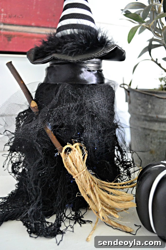 DIY Halloween Decorations from 20 Household Items 18 Witch from Red Cottage Chronicles, 15 Household Items Re-purposed for Halloween Decor www.theboondocksblog.com
