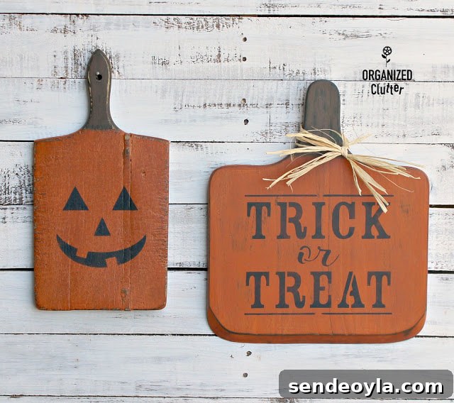 DIY Halloween Decorations from 20 Household Items 7 Cutting Boards for Halloween from Organized Clutter, 15 Household Items Re-purposed for Halloween Decor www.theboondocksblog.com