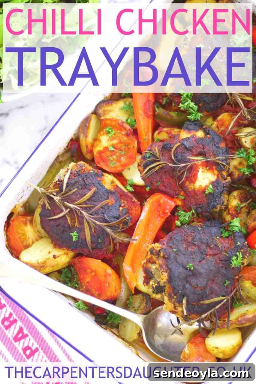 chilli chicken traybake pin