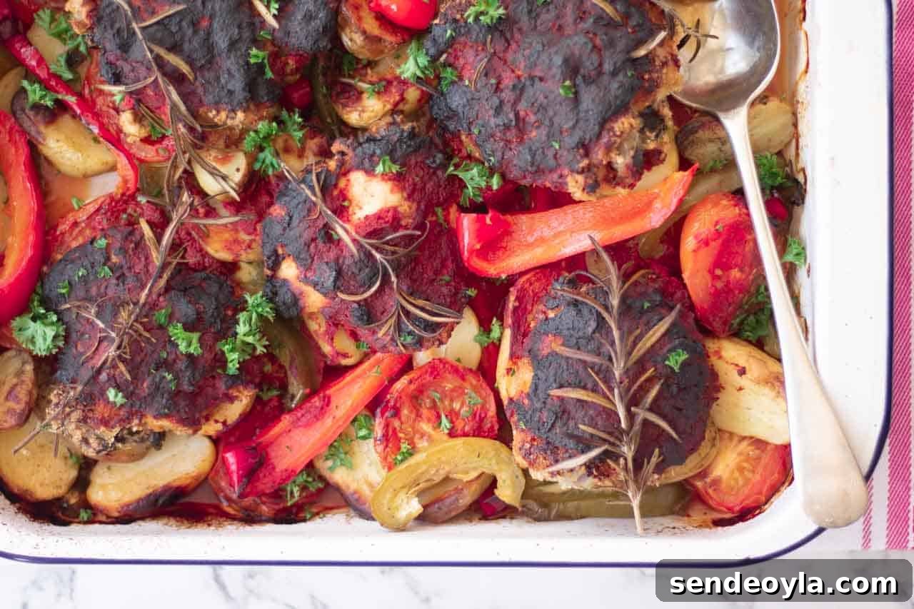 chicken with chilli in a baking tray with a Mexican kick