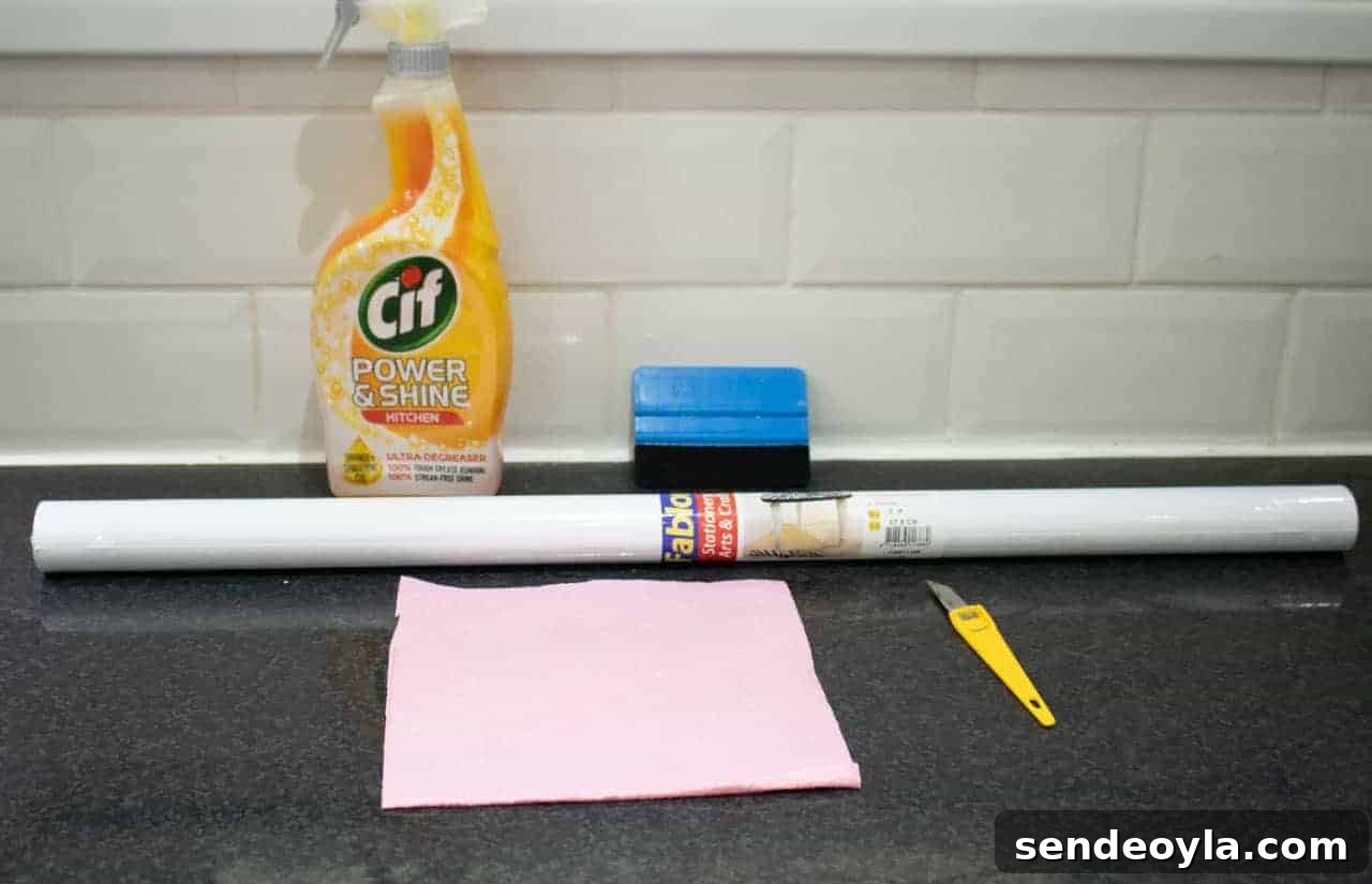 DIY Guide: Wrap a Kitchen Door with Fablon Vinyl 4 What's you'll need to apply a kitchen door wrap