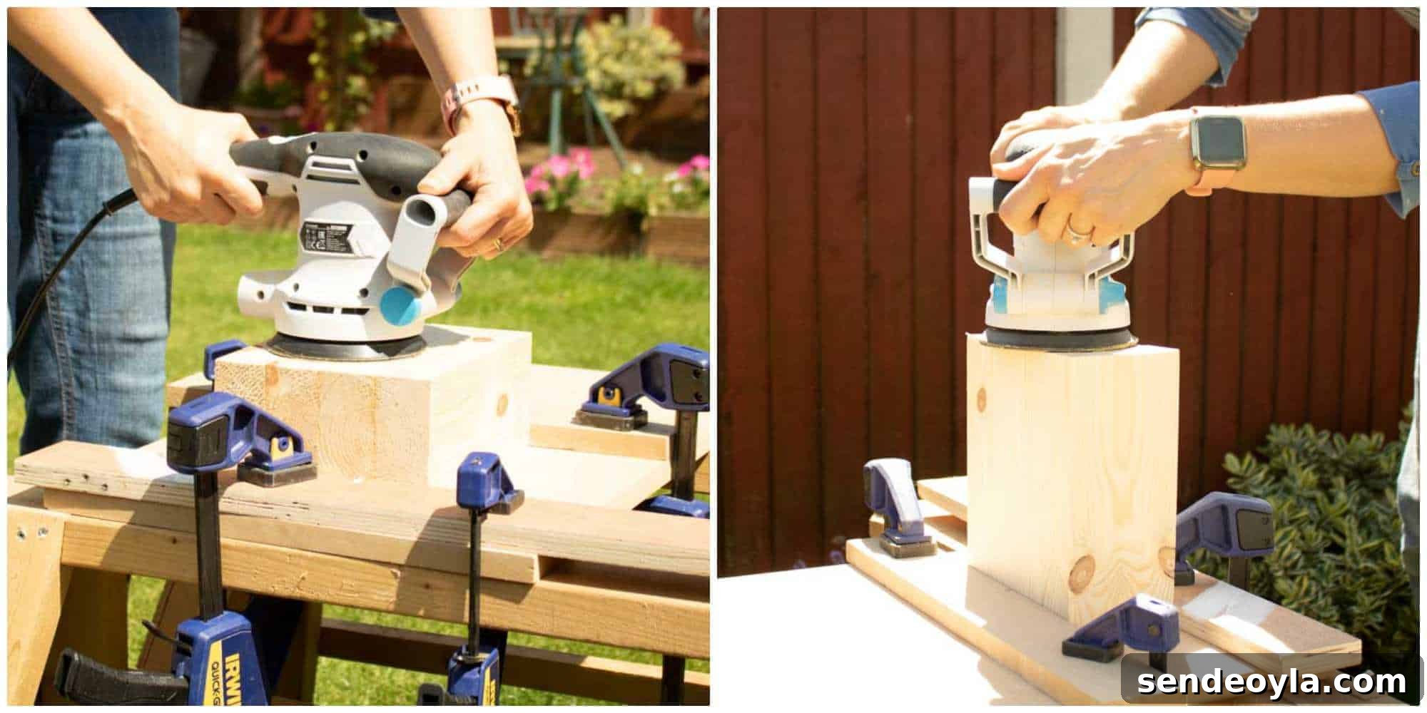 How to Build a Custom Wooden Knife Block Set 12 sanding knife block with orbit sander