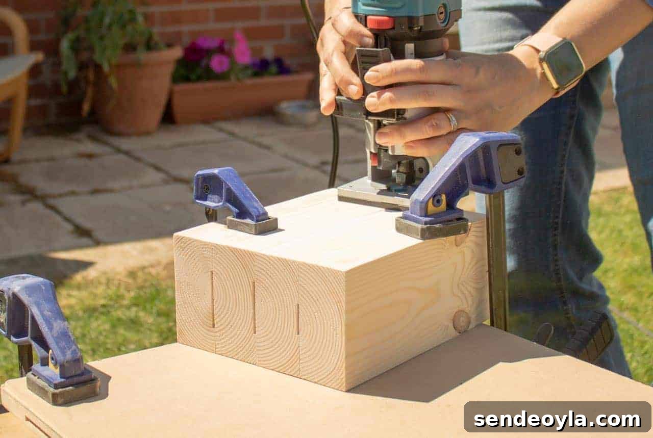 How to Build a Custom Wooden Knife Block Set 13 routering a 45 degree edge in diy knife block set