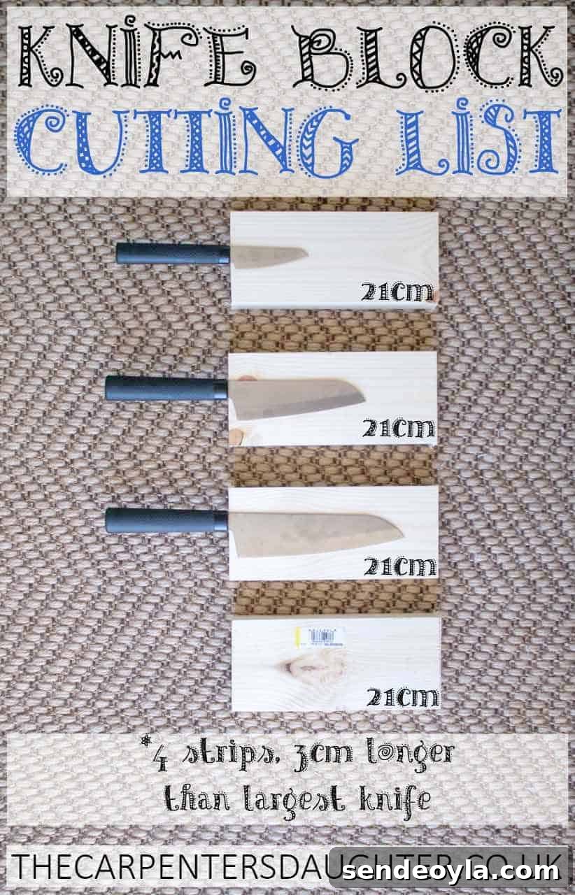 How to Build a Custom Wooden Knife Block Set 5 knife block set cutting list - The Carpenter's Daughter