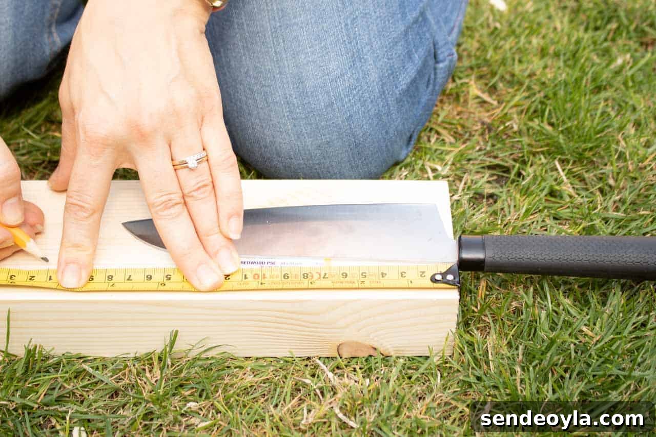 How to Build a Custom Wooden Knife Block Set 6 marking where to cut knife block set's wood
