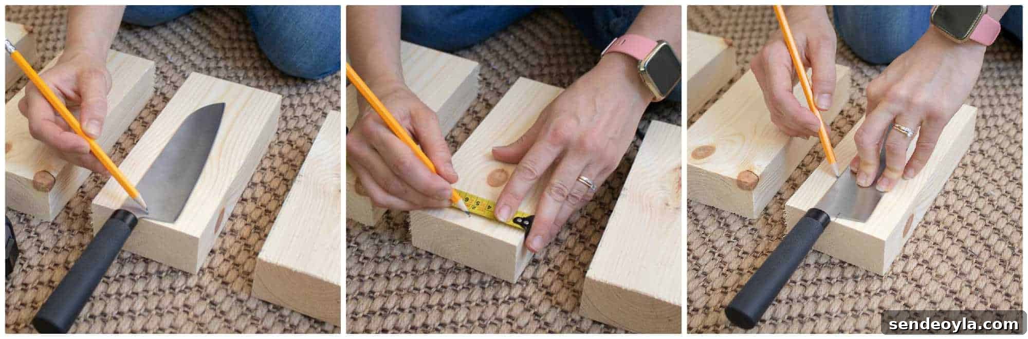 How to Build a Custom Wooden Knife Block Set 7 where to place your knife for block strips
