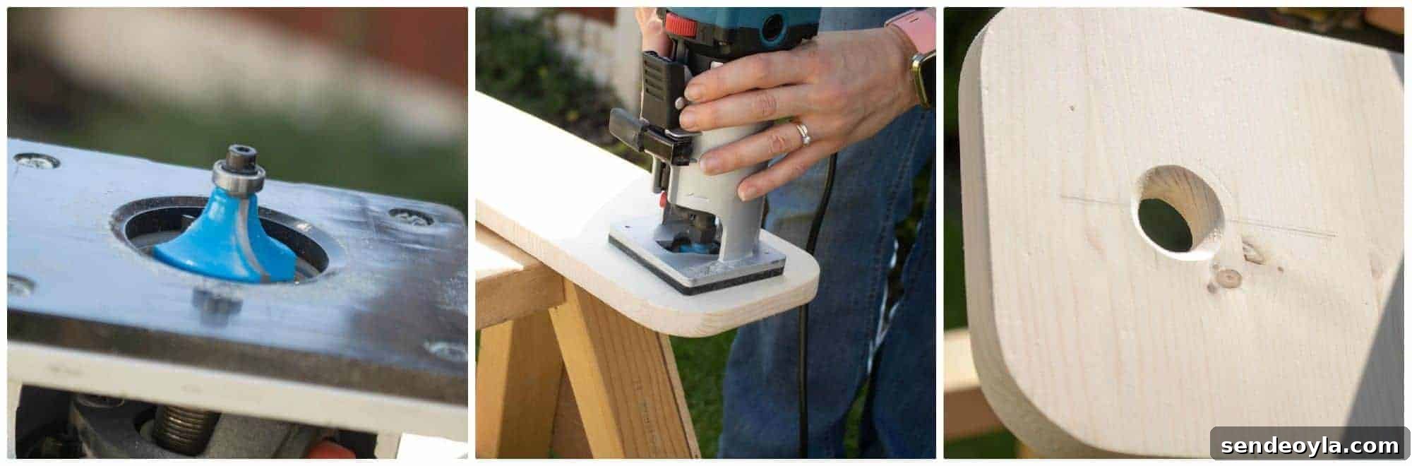DIY Chopping Board Set with Built-In Spaghetti Measure 13 tidying up spaghetti measure hole with rounding bit in palm router