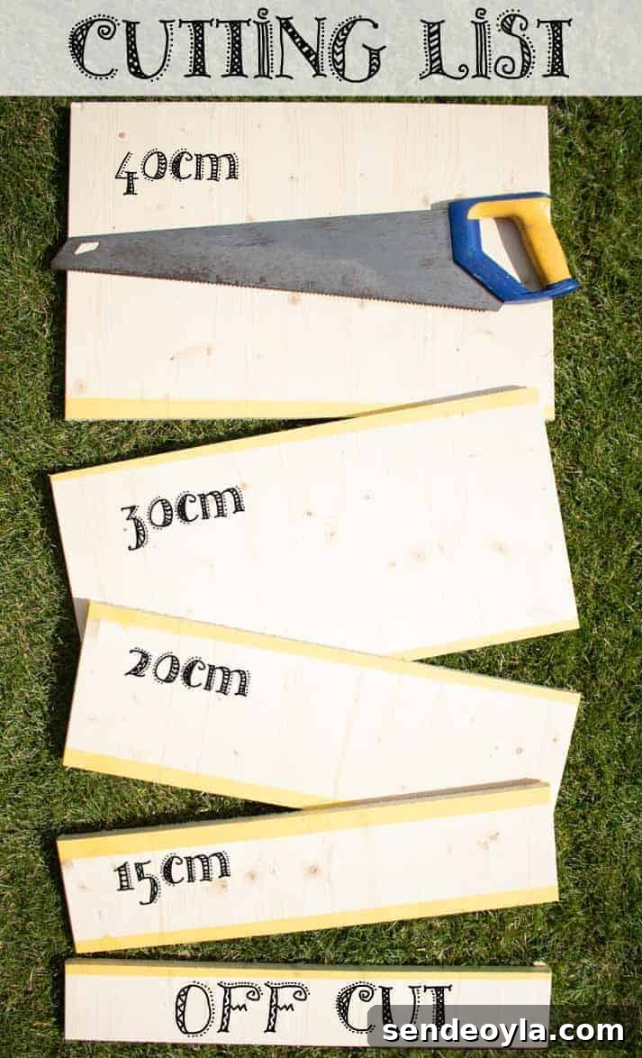 DIY Chopping Board Set with Built-In Spaghetti Measure 6 cutting list for easy chopping board set using Wickes' timberboard