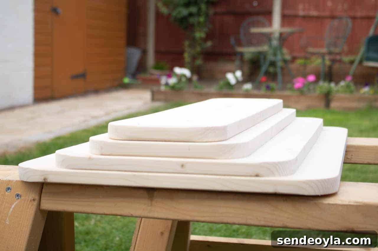 DIY Chopping Board Set with Built-In Spaghetti Measure 8 cut set of 4 chopping boards